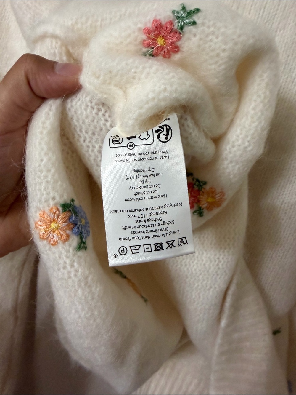 Sezane Cream Floral Embroidered Crewneck Sweater - Picture 6 of 6